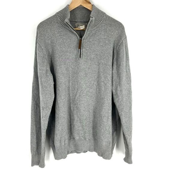 Duluth Trading Sweater Size Large Mens Gray Strongarm 1/4 Zip Mock Neck Cotton - Picture 1 of 6